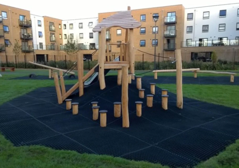 Playground Rubber Mound with grass mats
