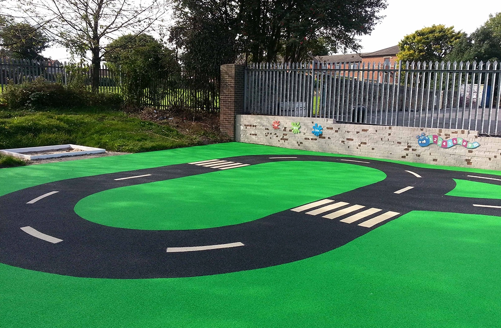 Rubber road markings playground