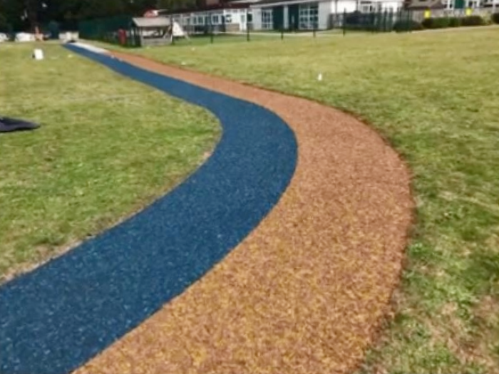Blue & Gold striped JungleMulch running track Track